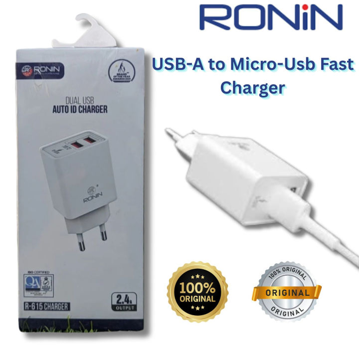 Ronin R615 Android Charger | Dual USB Auto-ID Fast Charger with Micro ...