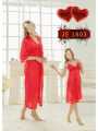 Sexy Nighty Set 3 Piece For Women / Ladies Romantic Night Dress / Hot Bridal Night Suit (GOWN + Inner Dress + Trouser) -Pink. 
