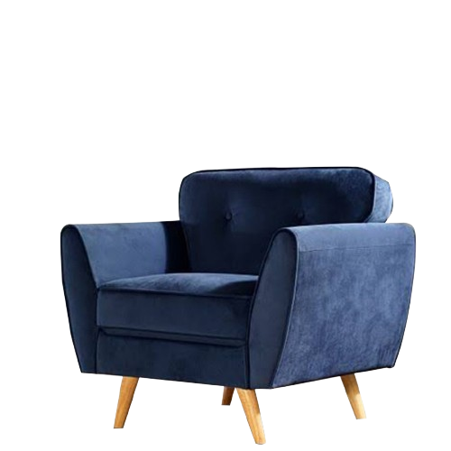 Modern Sofa Chair One Seater Fabric Dark Blue Velvet With Free 1 Cousion  Colour {{Special Offer Available }}