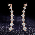 1 Pair Women Ear Climber Rhinestone Inlay Comfortable to Wear Ear Accessories Elegant Stud Earrings for Friends. 