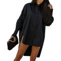 Women Top Lightweight Short Front Long Hem Women Shirt. 