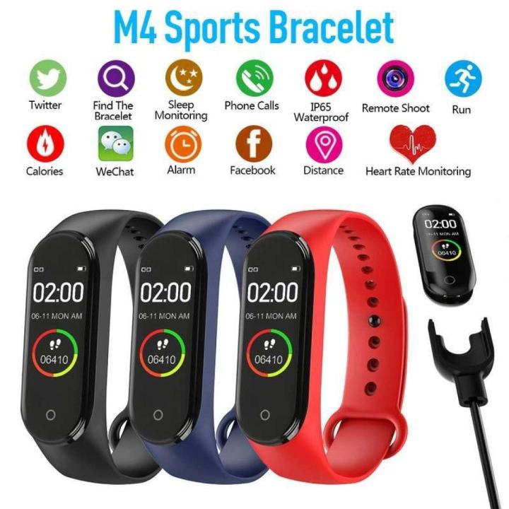 2019 Top New M4 Smart Band Waterproof Fitness Tracker VS M3 Plus Smart Bracelet Blood Pressure Heart Rate Monitor PK Mi Band 4