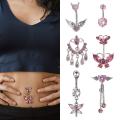 Butterfly Navel Belly Button Rings Women Fashion Belly Button Ring Piercing Body Piercings Jewelry Pink. 