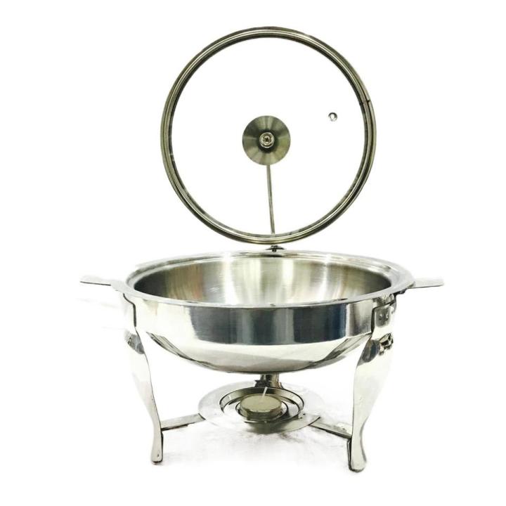 Saymtrends Stainless Steel Curry Pot /Serving Dish / Round Buffet Serving Dish / Chafing Dish stainless steel for home Use