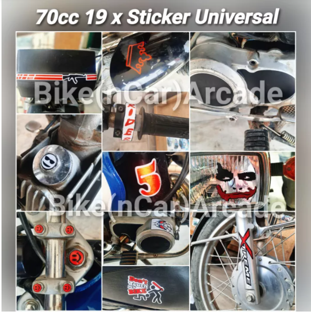 CD 70 vinyl 19 Stickers Pack for 70cc Motorcycles With Size and Red Reflector Protective Film Scratch Hiding Engine Kit Stylish Universal Waterproof