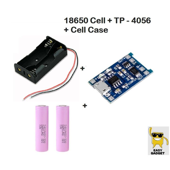 5V 1A Micro USB Charging Kit TP4056 Dual Protection Module + 2 Cell Holder + 2 18650 Lithium Batteries