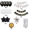 Black And White Happy Birthday Theme Decoration Kit Combo 38pcs. 