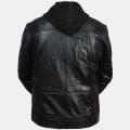 Black Leather Jackets For Men with Detachable Hood (100% Original Leather Guaranteed). 