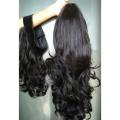 Full head hair extensions with separate front bangs-natural black. 