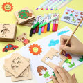 Kids Wooden Drawing Stencils Kit Drawing Board Toys Coloring Puzzle Arts Crafts Set Educational Toys For Kids Accessories. 