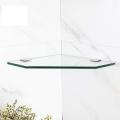 Wall Mounted Glass Bathroom Shelf Modern Shower Caddy Hotel Rack Corner Frame Toilet Diamond Shape Storage Basket Tripod Organiser Holder for Shampoo Glass corner shelve12x12inch. 
