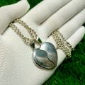 Silver Magnetic Broken Heart Necklace Locket - Heavy Metal Magnetic Heart Pendant Necklace Gift For Friends Couples. 