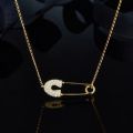Paper Clip Safety Pin Pendent Necklace For Women Tiny Multicolor Cubic Zirconia Style Necklaces Choker Charm Jewelry. 