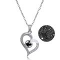 Eternal Affection Stainless Steel Heart Pendant Necklace with 100 Languages I Love You Display. 