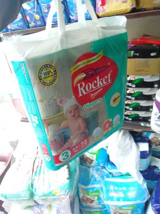 Rocket Racoon Diaper Rocket Premium Diaper Mega Pack Medium Size 3 (72 Pcs) for 4-9kg Babies ...