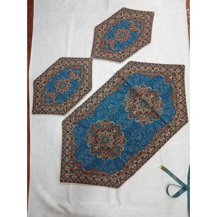 Persian Design Center Table Runner & Side Table Mat - 3 Pc Set