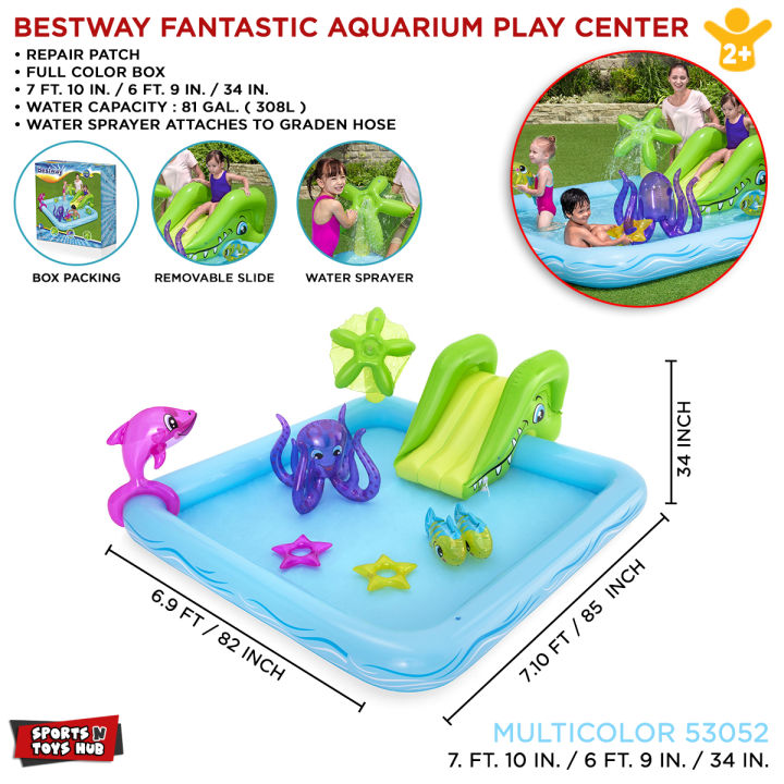 Bestway Kids Play Fantastic Aquarium Play Pool Inflatable Pool Summer Pool Fancy Pool 7.8Ft Air Pool 53052
