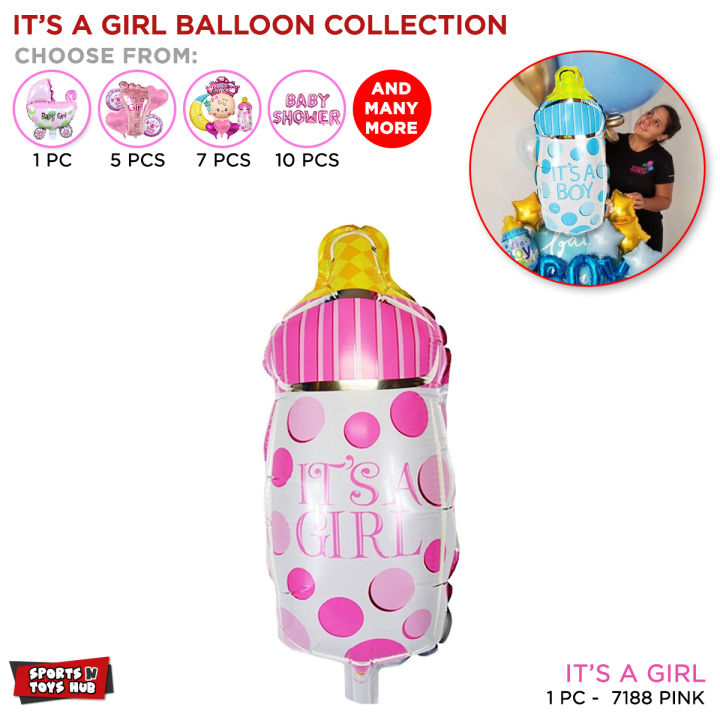 Its A Girl Balloon Collection Gender Reveal, Announcement Of New Born Baby & Baby Shower Celebration Event Mylar Foil Solid Latex Confetti Balloons For Decoration You Home Hall Lawn Lounge Drawing Room & Rooms Photo Booth Prop Party Supplies Decor Items