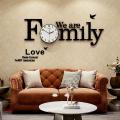 We are Family with Birds Wooden Wall Clock for Home and Offices, 3D Design Self Adhesive - GIFT City. 