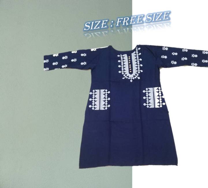 New%20Top%20SIDE%20BUTTON,%20FANCY%20Embroidered%20,Stylish%20Sleeves%20Blue%20Kurti%20for%20Girls%20-%20Image%204