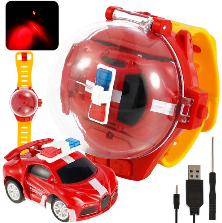 Rechargeable 2024 Remote Control Car Watch Toys with LED Light , 2.4 GHz Mini Racing Cars Wrist Toy for Kids , RC Small Car Interactive Outdoor Game | gift for kids