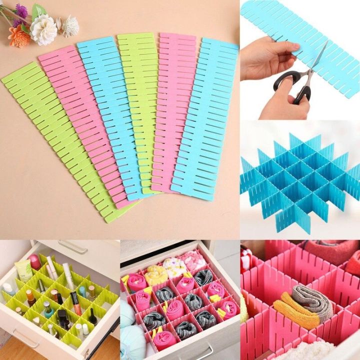 12pcs%20DIY%20Plastic%20Grid%20Drawer%20Dividers%20Adjustable%20Sock%20Underwear%20Dresser%20Organizers%20for%20Stationary%20Storage%20-%20Image%204