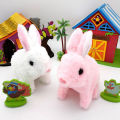 Interactive Plush Walking Rabbit Toy with Sounds & Lights for Kids - Unisex, Battery Operated Educational Pet Gift. 