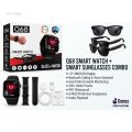 Q68 Smart Watch + Bluetooth Audio Glasses Combo – 2.01" AMOLED Display, Fitness Tracker with Open-Ear Audio Sunglasses for iOS & Android – Black. 