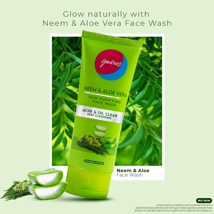 Godrej  Neem & Aloe Vera Facewash | Neem & Aloe Vera Facewash | Facewash | Deep cleansing Facewash | Facewash for acne skin 100ml
