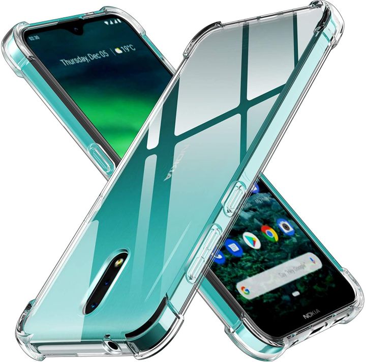 For Nokia 2.3 Back Cover Shockproof Transparent Soft TPU Silicone Protector Phone Case with Shock Absorption Bumper Corners