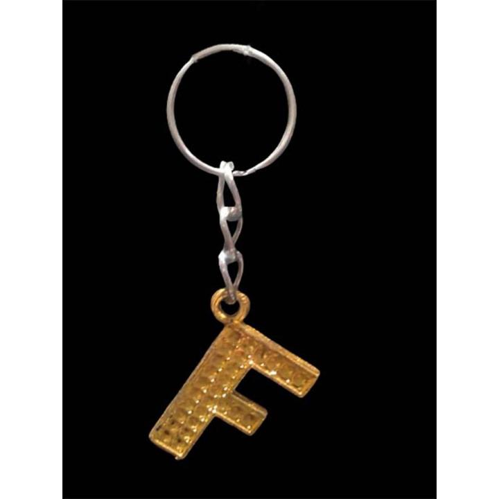 Keychain Fancy Alphabet F For Girls/Boys Key Ring Key Holder Mobile Phone Straps Metal Golden QWIS-1090-20 QUALITY WEB STORE