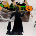 Witch Outdoor Decor Spooky Halloween Metal Witch Silhouette Decoration Perfect for Indoor Outdoor Use Black Iron Table Sign for Home Office Garden Unique Desktop Ornament for Halloween Festivities. 