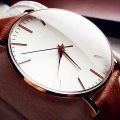 Brown Stainless Steel & Leather Analog Watch for Men. 