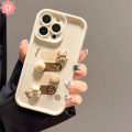 Cartoon Cute M Bean 3D Little Bear Doll Simple Couples Case Compatible For IPhone 7Plus 11 15 14 12 13 Pro Max 7 8 15 6S 6 Plus XR XS MAX X SE 2020 Soft Angel Eyes Cover. 