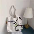 Cute Girly Cartoon Pochacco Good Quality Woman Large White Top-handle Shoulder Bag Canvas Tote Bag Shopping Bag.