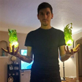Halloween Funny Toy Magic Fire Ball on the Hand Home LED Decoration Luminous Fireball Exquisite Ornaments Party Durable Blue. 
