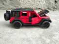 1:36 Wrangler Jeep Rubicon Diecast Model light and sound (openable Doors+Truck+Hood). 