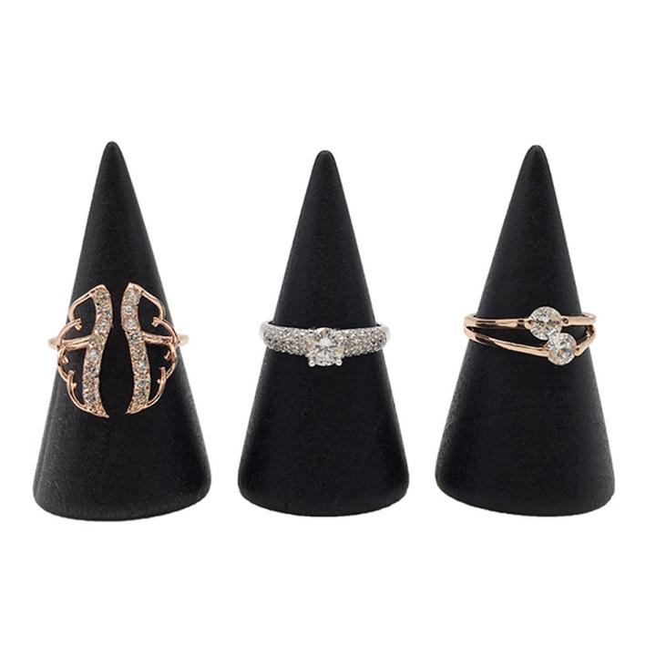Wooden Ring Holder Display Cone Rack Finger Ring Jewelry Stand Storage Organizer Lonni