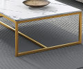 Coffee Table Open Rectangle Table Faux Marble Coffee Table with Metal Frame, Center Table for Living Room or Reception Room. 