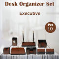 (10 Piece) Executive Wooden Desk Organizer Set for Office | Desk Organisers & Desk Organizers Wooden | Cute Desk Organizer Set | Office Accessories Table & Office Accessories Set | Office Table Accessories. 