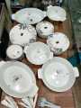 Melamine/Plastic Dinner Set White Rose Double Glaze Heavyweight 8 Persons Serving 80 Pcs Set. 