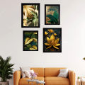 Picture Frames Large Size Set of 4 Frames Black Color Photo Frames With Front Glass and Classy Design Artwork Included. 