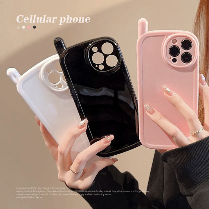 New product 14 13 case suitable for I mobile phone antenna mobile phone color cartoon retro phone 12 11 Pro Max anti-fall TPU protective case
