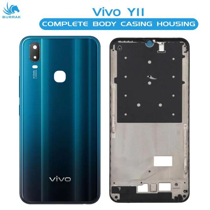 Vivo Y11 Housing Middle Frame With Side Button and Camera Lens Complete Body Casing Replacement For Y11 - Blue