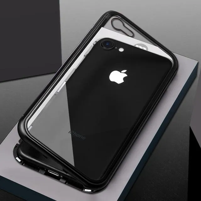 Iphone%206s%20Magnetic%20Adsorption%20Case%20Metal%20Frame%20Tempered%20Glass%20Back%20with%20Built-in%20Magnet%20Cover%20-%20Image%202