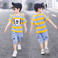 Boys Summer Clothing 2022 Kids Clothes Stripe Cotton T-shirt+Jeans Pant Boy Sets Infant Newborn Clothing 3 4 5 6 7 8 10 12 Years. 
