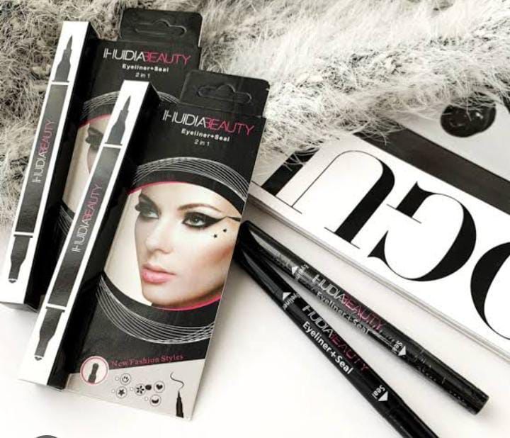 2 in 1 Eyeliner Stamp - Stamp Eyeliner Pen Stamp liner - Star Stamp Shape Eyeliners - Black Eye liner Pen Makeup Cosmetics