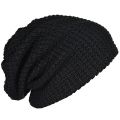 Mens Slouchy Long Beanie Knit Cap for Summer Winter Oversize black. 