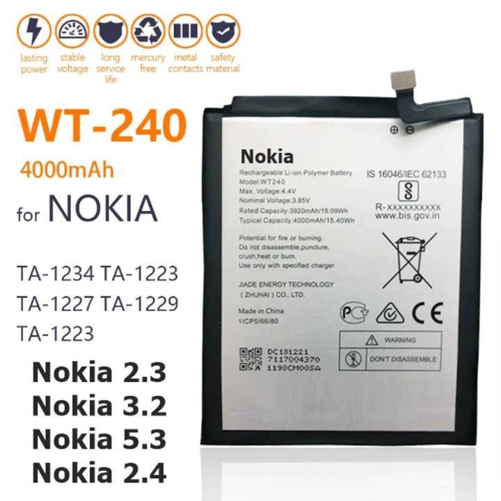 Nokia 2.3 (TA-1211, TA-1214, TA-1206, TA-1209) Battery Replacement WT240 Battery with 4000mAh Capacity_Silver