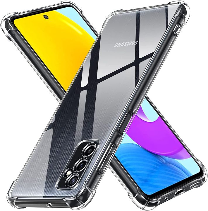 For Samsung Galaxy M52 5G Back Cover Shockproof Transparent Soft TPU Silicone Protector Phone Case with Shock Absorption Bumper Corners